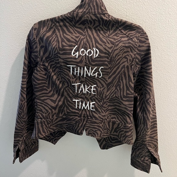 White House Black Market Jean Zebra Jacket size 4 - Picture 1 of 9